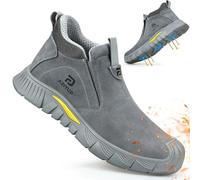 LAoutun Steel Toe Cap Boots Mens Womens Work Boots No Lace Slip-on Safety Boot Work CE Certified Safety Shoes Lightweight Durable Protective Shoes