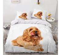 LAOVE Single Duvet Cover Set Brown Cockapoo Dog 3d Printed Bedding Quilt Cover Set 3 Pieces Soft Microfiber Comforter Cover with Zipper Closure and 2 Pillowcases For boys and girls -135x200cm