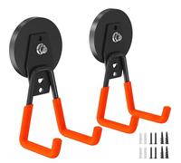 Laowu Extra Strong Magnetic Hooks for Hanging Heavy Duty, 100 LB Large Industrial Magnet Hooks, Magnetic Hook with Anti-Slip Coating, Storage Utility Magnetic Hooks for Garage Shelve and Garden Tools