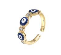 LAOYEFACAI Gold Open Rings for Women Evil Eye Rings Blue Hamsa Evil Eye CZ Rings Made of Enamel Dainty Turkish Greek Colourful Dark Circles, Metal, Alloy