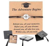 LAOYEFACAI Graduation Bracelet with Compass - Includes Cap Gift Box - Graduation Gift for Primary, Secondary, High School and College Graduates, One Size, Volcanic Rock, Volcanic Rock