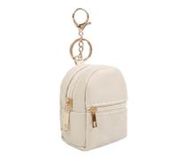 LAOYEFACAI Mini Leather Keychain Backpack - Cute Coin Purse with Carabiner Keychain and Handbag Accessory for Women, Stylish Accessory for Bags and Keys, beige, Casual