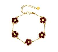 LAOYEFACAI Women's Clover Bracelet, Lucky Amulet Five Leaves, Lotus Flower Chain Plated Delicate Bracelet for Overlapping Idea Gift for Mother's Day Christmas Birthday, One Size, Stainless Steel