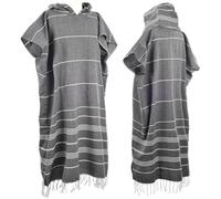 laoyuandamai 1pcs Large Turkish Cotton Poncho Towel Surf Poncho Changing Robe with Hood and Front Pocket Absorbent Wearable Towel Hooded Beach Towel for Adult Man Women Beach Pool and Swim(Grey, L)