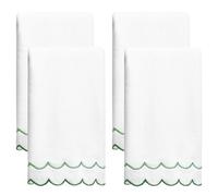 laoyuandamai 4 Pcs 100% Cotton Hand Towels for Bathroom，16 * 27 Inch Scalloped Hand Towels Embroidered Decorative 500 GSM Soft Absorbent Bath Towel for Bathroom Hotel Spa Sport Yoga (Sage)