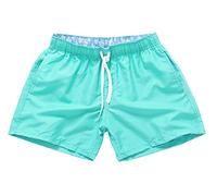 LaoZan Men's Solid Color Swim Shorts Swimming Beach Holiday Trunks Shorts Surf Boardshorts Light Green L