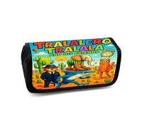 LaoZan Tung Tung Tung Sahur Pencil Case, Double - Zipper Brainrot Pattern, Waterproof Polyester, Large Capacity School/Office Stationery