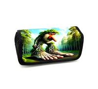 LaoZan Tung Tung Tung Sahur Pencil Case, Double - Zipper Brainrot Pattern, Waterproof Polyester, Large Capacity School/Office Stationery