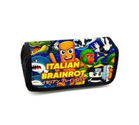 LaoZan Tung Tung Tung Sahur Pencil Case, Double - Zipper Brainrot Pattern, Waterproof Polyester, Large Capacity School/Office Stationery