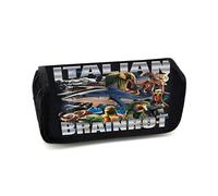 LaoZan Tung Tung Tung Sahur Pencil Case, Double - Zipper Brainrot Pattern, Waterproof Polyester, Large Capacity School/Office Stationery