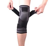 LaoZan Velcro Knee Support Elasticity Breathable Sports Brace Knee Pad Compression Leg Sleeves for Running Squats Fitness (Black,M)