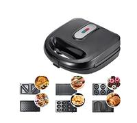 LaoZan Waffle Maker 6 in 1 Non-Stick Coating Sandwich Machine Double-Sided Heating Breakfast Maker with Removable Plates (Black | Style#1, 22 * 22.5 * 10.5cm)