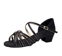 LaoZan Women Children Girl's Latin Dance Shoes Ballroom Performance Training Tango Salsa Dance Sandal Shoes (Black#2, Size 30)