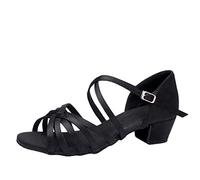 LaoZan Women Children Girl's Latin Dance Shoes Ballroom Performance Training Tango Salsa Dance Sandal Shoes (Black#1, Size 29)