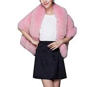 LaoZanA Women Winter Faux Fur Wrap Shawl Bridal Shrug Cape For Wedding Dress Pink