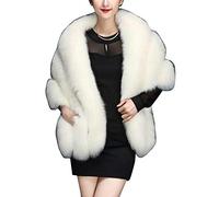 LaoZanA Women Winter Faux Fur Wrap Shawl Bridal Shrug Cape for Wedding Dress White