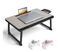 Lap Desk, Bed Table with Drawer, for Laptop, Reading, Writing, Eating & Watching Movies on Bed, Sofa, or Floor, Office and Home (Grey)