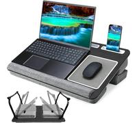 Lap Desk for Laptop,Computer Lap Desk with Cushion Fits up 17 in Laptop,Adjustable Triple Lap Pad & Wrist Rest & Mouse Pad,Portable Wood Laptop Stand for Sofa Bed (Black)