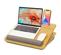 Lap desk Lap tray Laptop Tray with bean bag Cushion Bed Tray desk, Adjustable Angle, with Tablet Phone Holder, for Home Office, Sofa, Bed, Couch and car. Bamboo cushioned laptop table