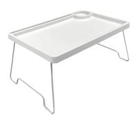 Lap Desk with Cup Holder, Portable Foldable Plastic Lapdesk, Multifunctional Desk Organizer for Working Reading Eating, White