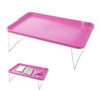 Lap Desk with Leg Folding Laptop Bed Table Lazy Simple Laptop Tray for Bed with Cup Holder and Card Slot for Breakfast Student Dormitory Sofa Balcony Rose Red Home Kitchen Use