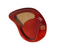 Lap Harp 21, 24 Metal Strings Lyre Harp Comes with Storage Bag, Tuner and Spare String, Cleaning Cloth Easy to Learn, Suitable for Beginners(24 String Red Brown)