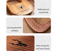Lap Harp Rounded Edge Design, Comfortable to Hold Lyre Harp Suitable for Musicians Suitable for Music Enlightenment(19-string-A-Log)