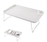 Lap Laptop Desk, Folding Laptop Table with Cup Holder & Card Slot, Portable Breakfast Serving Bed Tray, Laptop Desk for Bed Dormitory Sofa Balcony (White)