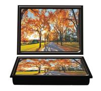 Lap Tray Autumn Leaves Season Garden Bean Bag Base LapTray cushioned Breakfast Bed tray Cushion Bed Serving Lap Top Tray with beans Camper Van serving Camping Lightweight Learning