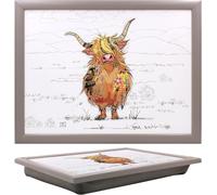 B&Q Lap Tray – Bug Art Hamish Highland Cow, Cushioned with Bean Bag