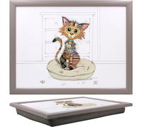 Lesser & Pavey Bug Art Kimba Kitten Laptray With Bean Bag for Serving Dishes | Lovely Lap Trays for Eating on Lap for Dinner or Breatfast | Newly Designed Food Trays for Lap