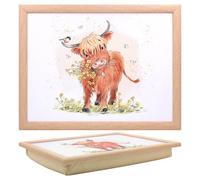 Lap Tray Paper Shed Highland Cow Art Serving Bed Tray Cushioned Padded Laptop