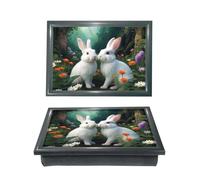 Lap Tray Rabbit Love Garden Bean Bag Base LapTray cushioned Breakfast Bed tray Cushion Bed Serving Lap Top Tray with beans Camper Van serving Camping Lightweight Learning Habitat Rabbit's Lov