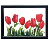 Lap Tray Red Tulip Red Lillies Garden Bean Bag Base LapTray Cushioned Breakfast Bed Tray - Modern, Ergonomic Cushion, Detachable, Black Frame with White Background Caravan Gift