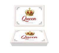 Lap Tray Serving Bean Bag Soft Cushion Padded Serving Laptray Her Ladyship The Queen Cushioned Tray for Breakfast in Bed, Dinner, Living, Drawing, Campervan & Camping (RED/White His Queen)