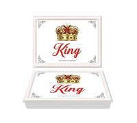 Lap Tray Serving Bean Bag TV Bed Soft Cushion Padded Bean Bag padded Breakfast Serving Cushioned Laptray Queen of His Heart OR King of Her Heart Use for Living (RED/White King)