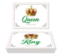 Lap Tray Serving Bean Bag TV Bed Soft Cushion Padded Laptray His Lordship & Her Ladyship (SET OF BOTH)