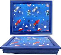 Lap tray Soft Beanbag Cushioned, Wood, Cotton Bed Tray Children Gift Lap Trays Bed Tray Breakfast in Bed Camping Caravan Kids Learning Board Children Dinner Nursery Rhyms (Spaceshp)