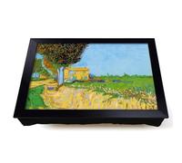 Lap Tray with Bean Bag Cushion, A Lane Near Arles by Vincent Van Gogh | Raised Wooden Edge, Padded Cushion, Heat-Resistant Wipe-Clean Surface, for Meals, Laptops and Crafts