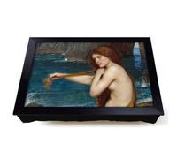Lap Tray with Bean Bag Cushion, A Mermaid by John William Waterhouse | Raised Wooden Edge, Padded Cushion, Heat-Resistant Wipe-Clean Surface, for Meals, Laptops and Crafts