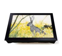 Lap Tray with Bean Bag Cushion, Alert Hare In The Meadow Art