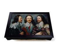 Lap Tray with Bean Bag Cushion, Anthony Van Dyck Charles I | Raised Wooden Edge, Padded Cushion, Heat-Resistant Wipe-Clean Surface, for Meals, Laptops and Crafts