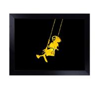 Lap Tray with Bean Bag Cushion, Banksy In Gold Girl On Swing Graffiti