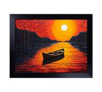 Lap Tray with Bean Bag Cushion, Boat on a Lake Abstract