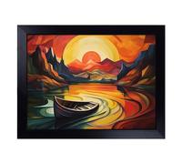 Lap Tray with Bean Bag Cushion, Boat on a Lake Abstract