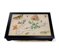 Lap Tray with Bean Bag Cushion, Butterflies And Insects by Jan Van | Raised Wooden Edge, Padded Cushion, Heat-Resistant Wipe-Clean Surface, for Meals, Laptops and Crafts