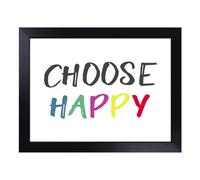 Lap Tray with Bean Bag Cushion, Choose Happy Typography Quote | Handmade in the UK, Raised Wooden Edge, Padded Cushion, Heat-Resistant Wipe-Clean Surface, for Meals, Laptops and Crafts