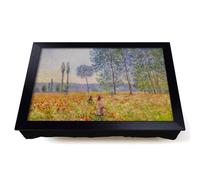 Lap Tray with Bean Bag Cushion, Claude Monet Walking In The Fields | Raised Wooden Edge, Padded Cushion, Heat-Resistant Wipe-Clean Surface, for Meals, Laptops and Crafts