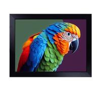 Lap Tray with Bean Bag Cushion, Colourful Parrot Portrait | Handmade in the UK, Raised Wooden Edge, Padded Cushion, Heat-Resistant Wipe-Clean Surface, for Meals, Laptops and Crafts