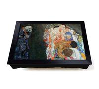 Lap Tray with Bean Bag Cushion, Death And Life by Gustav Klimt | Raised Wooden Edge, Padded Cushion, Heat-Resistant Wipe-Clean Surface, for Meals, Laptops and Crafts